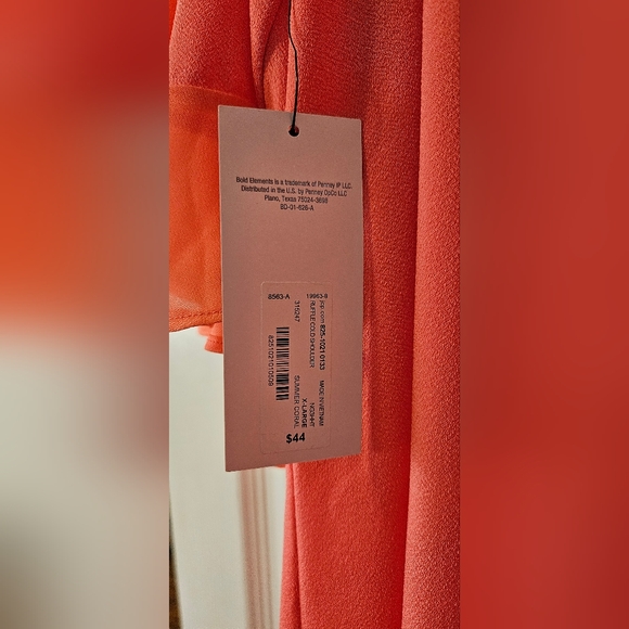 Bold Elements Summer Coral Ruffle Cold Shoulder Blouse - Picture 5 of 5